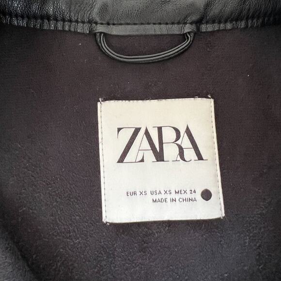 Zara Faux Leather Button Up Shacket in Black - Picture 5 of 8
